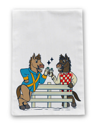 Horses and Mint Julep Tea Towel