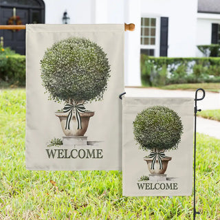 Vintage Topiary Garden Flag