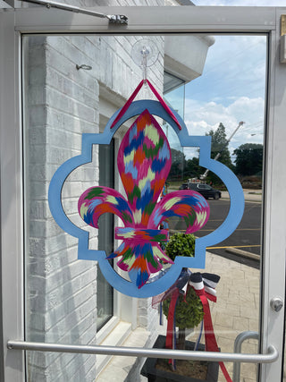 Pink & Lt Blue Fleur De Lis Door Hanger