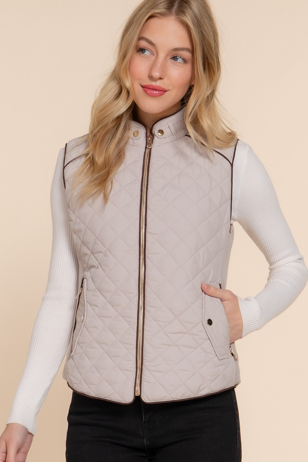 Landry Quilted Vest Ivory