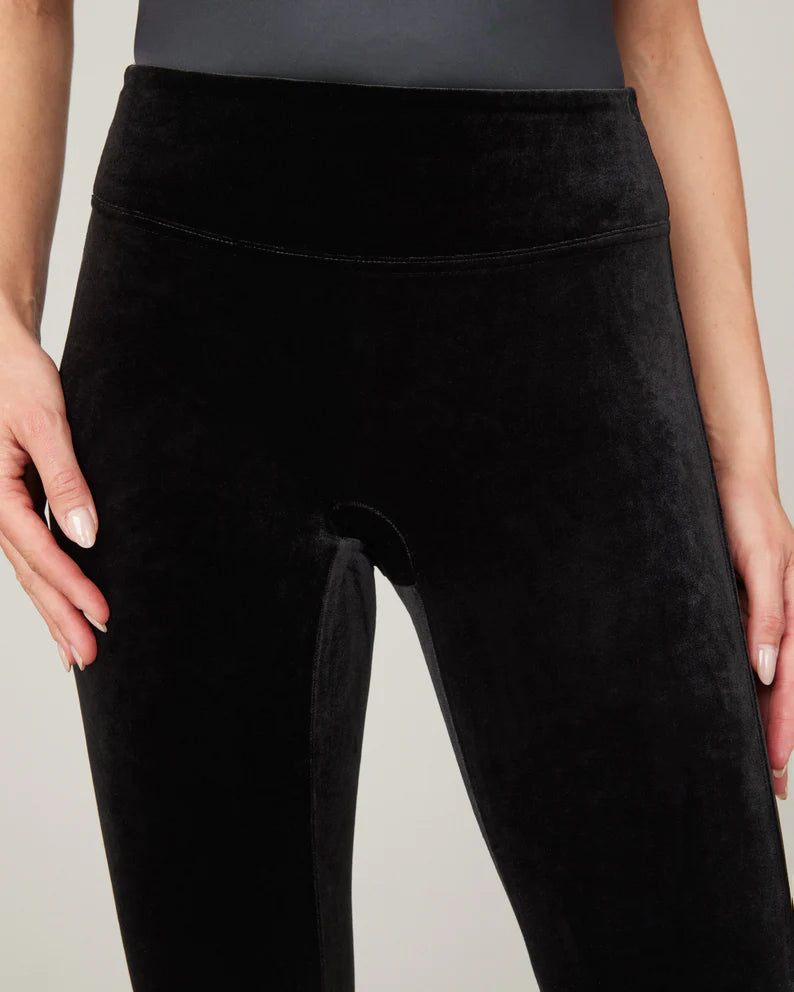 Crushed velvet leggings - Black - Ladies